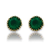 Brinco Redondo Cristal Verde Esmeralda Banhado a Ouro 18K Brinco Redondo Cristal Verde Esmeralda Banhado a Ouro 18K