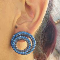 Brinco Redondo De 2 Partes Strass ul Folheado A Grafite