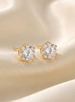 Brinco Redondo Delicado em Zirconia Folheado Em Ouro 18K