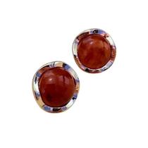 Brinco Redondo Dourado com Pedra Central Colorida