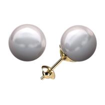Brinco Redondo Perola Bolinha Natural Ouro 18k FP4678MM