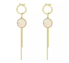 Brinco Redondo Pingente Pedra Fio Dourado Brinco Redondo Pingente Pedra Fio Dourado