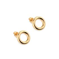 Brinco Redondo Tubo Fixo Banhado a Ouro 18k Zinia Brinco Redondo Tubo Fixo Banhado a Ouro 18k Zinia