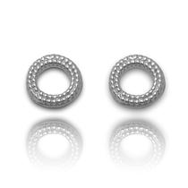 Brinco Redondo Vazado Pontilhado Prata 925 Pura