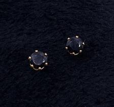Brinco Redondo Zircônia Preta Pequeno Banhado em Ouro 18K Brinco Redondo Zircônia Preta Pequeno Banhado em Ouro 18K