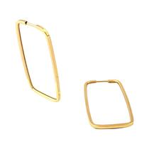 Brinco Retangular 30 Mm Em Ouro 18k 750 Dourado
