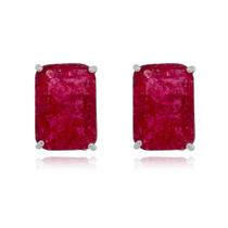 Brinco retangular 4 garras rosa Brinco retangular 4 garras rosa