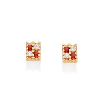 Brinco retangular banhado a ouro VERMELHO 527368 Rommanel Brinco retangular banhado a ouro VERMELHO 527368 Rommanel