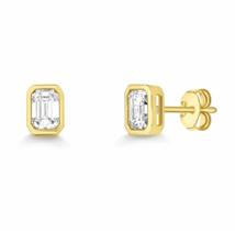 Brinco retangular com borda moissanite 6x8mm 4ct joia de prata luxo möverich