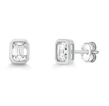 Brinco retangular com borda moissanite joia de prata luxo möverich Brinco retangular com borda moissanite joia de prata luxo möverich