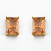 Brinco Retangular Com Zircônia Banhado a Ouro 18K
