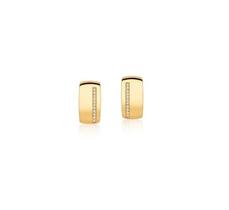 Brinco Retangular com Zircônias Banhado a Ouro - 1,5 cm x 0,7 cm
