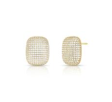 Brinco Retangular Cravejado Banhado a Ouro com Zircônia - 2,3 cm x 1,8 cm