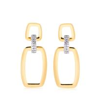 Brinco Retangular Duas Partes Articulado Pressilha Cravejada