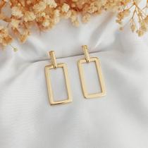 Brinco Retangular Feminino folheado a ouro 18k