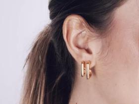 Brinco Retangular grande banhado a Ouro 18K