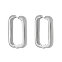 Brinco retangular helena g folheado em ródio branco Brinco retangular helena g folheado em ródio branco