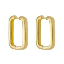 Brinco retangular helena lisa g folheado a ouro 18k