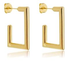 Brinco Retangular Kate Liso Médio banhado em ouro 18k Brinco Retangular Kate Liso Médio banhado em ouro 18k