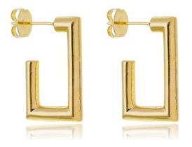 Brinco Retangular Kate Liso Pequeno banhado em ouro 18k
