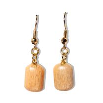 Brinco Retangular Pedra Amazonita Pêssego Anzol Dourado Brinco Retangular Pedra Amazonita Pêssego Anzol Dourado