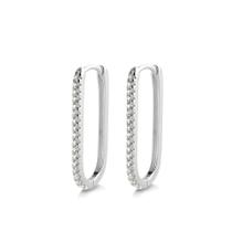 Brinco Retangular Zircônias Em Prata 925