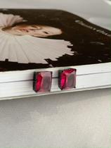 Brinco ródio negro retangulo vermelho Brinco ródio negro retangulo vermelho