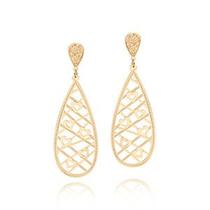 Brinco Rommanel 524482 Folheado Ouro Formado Por Gota Vazada