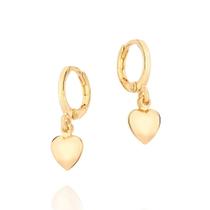 Brinco Rommanel argola coração almofada folheado a ouro 18k -527146