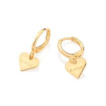 Brinco Rommanel argola coração folheado a ouro amor 527045