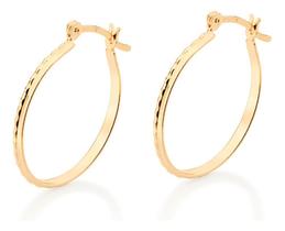 Brinco Rommanel Argola Fina Trabalhada Folheado Ouro 524371