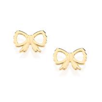 Brinco Rommanel Banhado A Ouro Pequeno Laço Vazado 525062