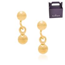 Brinco Rommanel Banhado Ouro 18k Duas Bolinhas Lindo 523229