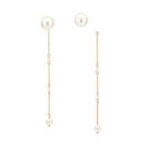 Brinco Rommanel Banhado Ouro 18k Ear Jacket Pérola Solitária E Corrente 527072 Brinco Rommanel Banhado Ouro 18k Ear Jacket Pérola Solitária E Corrente 527072