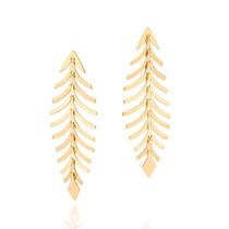 Brinco Rommanel Banhado Ouro 18k Maxi Com Folha 527168