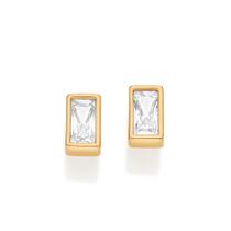 Brinco Rommanel Banhado Ouro 18K Solitário Com Zirconia 527641 Brinco Rommanel Banhado Ouro 18K Solitário Com Zirconia 527641