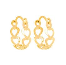 Brinco Rommanel Banhado Ouro Argola Com Corações Vazados Adulto / Infantil 523351