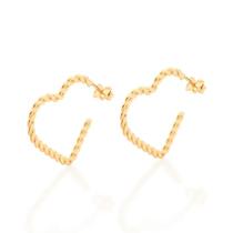 Brinco Rommanel Banhado Ouro Argola De Coração Torcido 526763 Brinco Rommanel Banhado Ouro Argola De Coração Torcido 526763