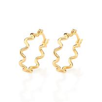 Brinco Rommanel Banhado Ouro Argola Ondulada 526783 Brinco Rommanel Banhado Ouro Argola Ondulada 526783