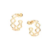 Brinco Rommanel Banhado Ouro Argola Ondulada Vazada 527236 Brinco Rommanel Banhado Ouro Argola Ondulada Vazada 527236