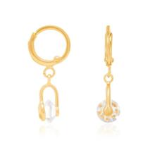 Brinco Rommanel Banhado Ouro Argolinha Com Cristal Pendurado