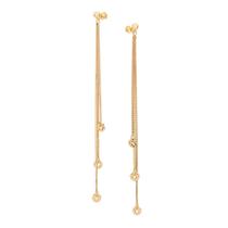 Brinco Rommanel Banhado Ouro Comprido Correntes Com Esferas 527440 Brinco Rommanel Banhado Ouro Comprido Correntes Com Esferas 527440