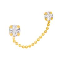 Brinco Rommanel Banhado Ouro Duplo Cristais E Corrente 2 Furos 1un 522765