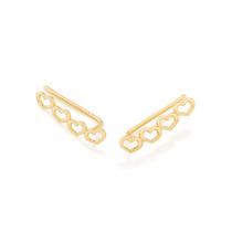 Brinco Rommanel Banhado Ouro Ear Cuff Grampo Com Corações Vazados 526493