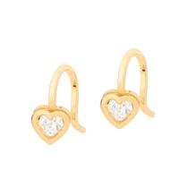 Brinco Rommanel Banhado Ouro Gancho Mini Coração Branco 522372