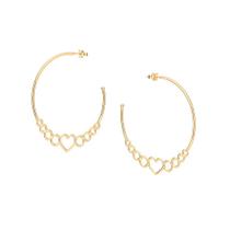 Brinco Rommanel Banhado Ouro Maxi Argola Círculos e Coração 527081