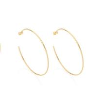 Brinco Rommanel Banhado Ouro Maxi Argola Fina Lisa 522257