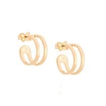 Brinco Rommanel Banhado Ouro Meia Argola Com Aro Duplo 526254