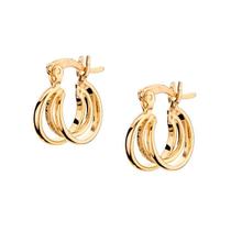 Brinco Rommanel Banhado Ouro Pequena Argola Tripla Lisa E Trabalhada 523646 Brinco Rommanel Banhado Ouro Pequena Argola Tripla Lisa E Trabalhada 523646