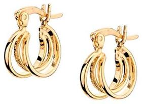 Brinco Rommanel Banhado Ouro Pequena Argola Tripla Lisa E Trabalhada 523646